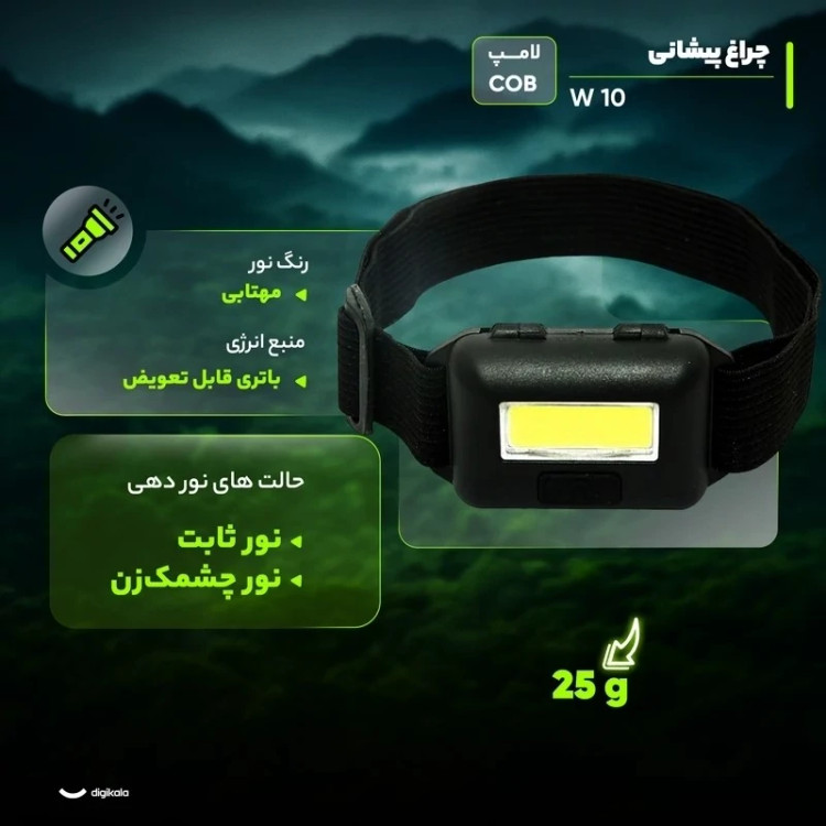 چراغ پیشانی COB توان 10 وات مدل 10W