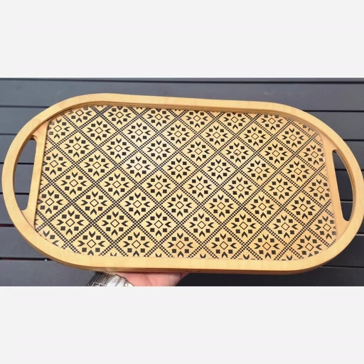 سینی چوبی بیضی طرح دار
