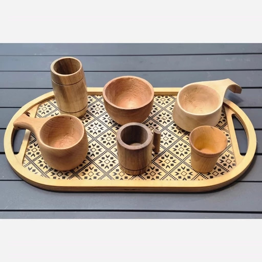سینی چوبی بیضی طرح دار